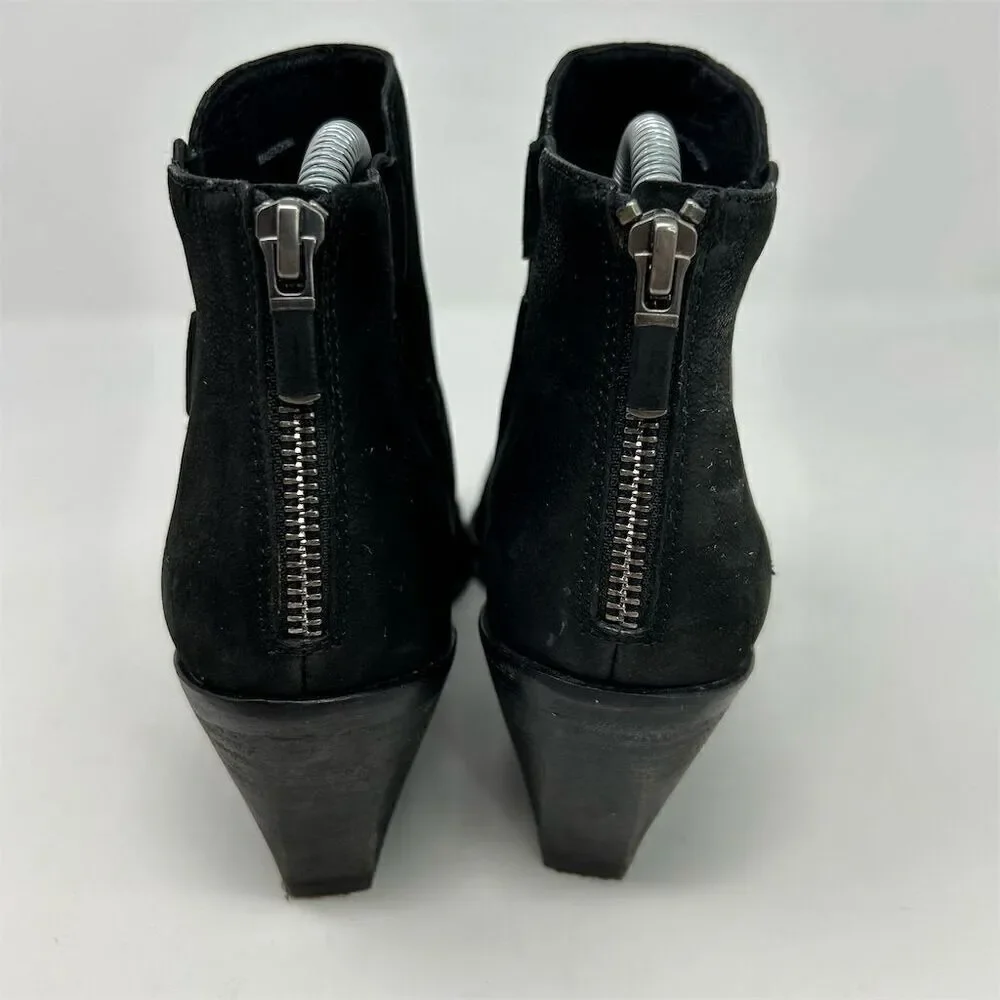 Eileen Fisher Black Leather Ankle Booties Size 7.5 Casual Back Zip Closure